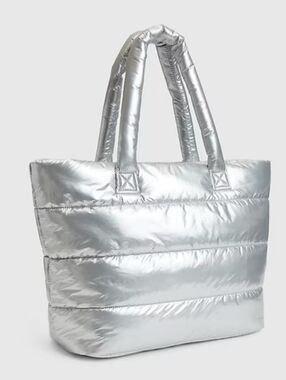 GAP Metallic Silver Puffer Tote